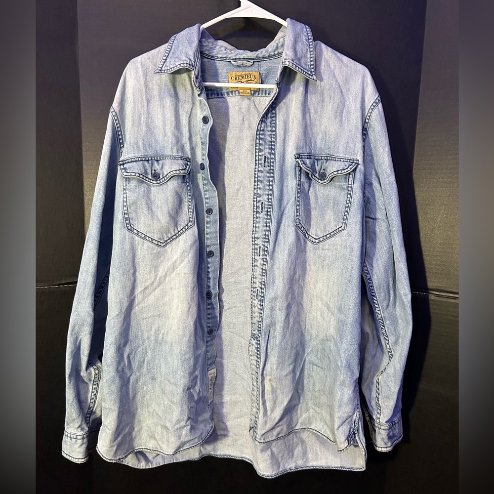 Men’s Vintage Cremieux Grandpa Style Jean Premium Denim Shirt Sz XXL 100% cotton